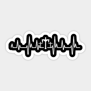 Heartbeat three crosses at crucifixion Christian easter Sticker